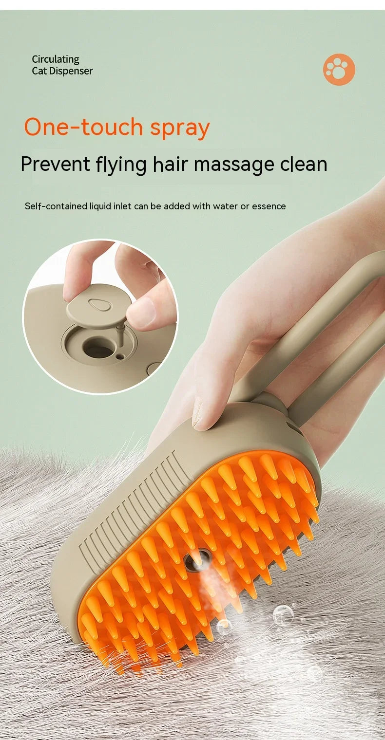 3-in-1 Pet Steam Grooming Brush – Electric Spray Comb for Dog and Cat Shedding