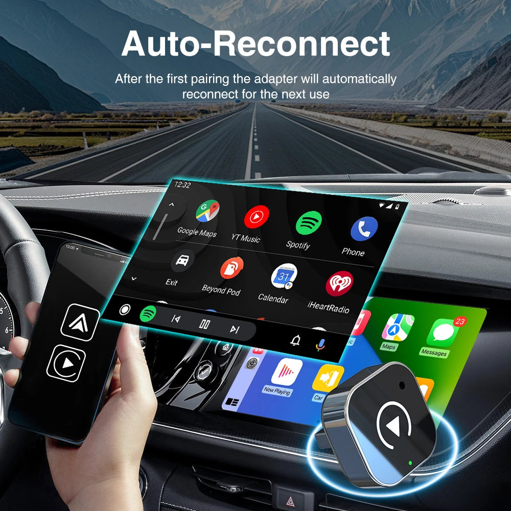Wireless CarPlay Adapter – 2-in-1 USB Dongle for Apple iPhone and Android Auto