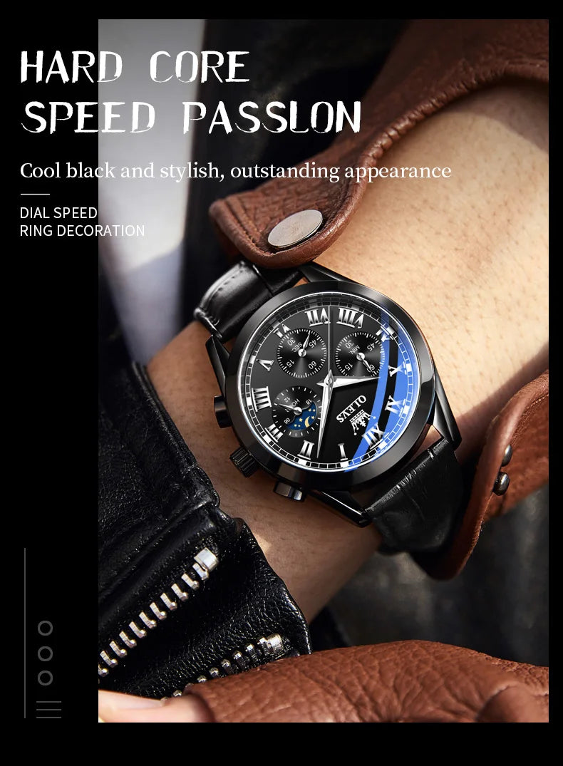 Leather Quartz Watch – Waterproof Noctilucent Timepiece for Business Men