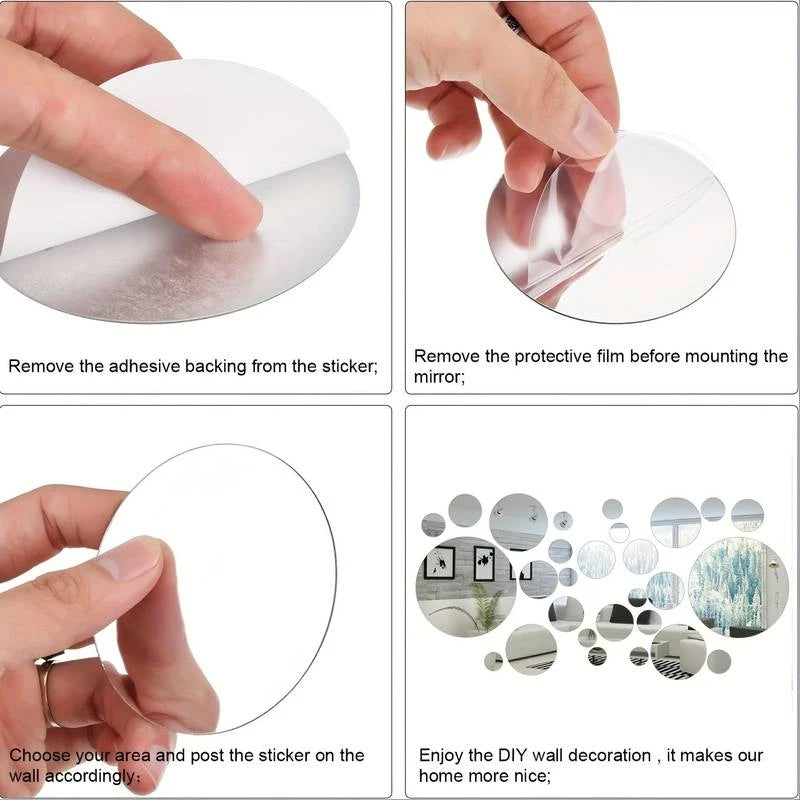 3D Acrylic Round Mirror Wall Stickers – DIY Home Decor for Bedroom Bathroom