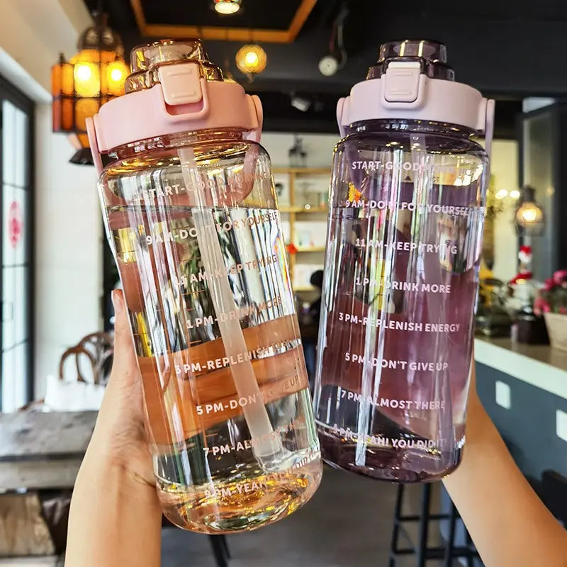 Large Capacity Plastic Water Cup – Straw Tumbler for Outdoor Camping