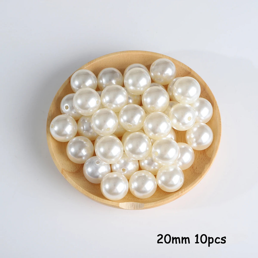 Beige ABS Imitation Pearl Beads – 3-20mm Round Spacer for Jewelry DIY Crafting