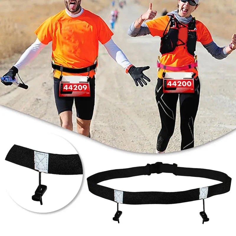 Running Bib Belt – Adjustable Race Number Holder for Triathlon Marathon