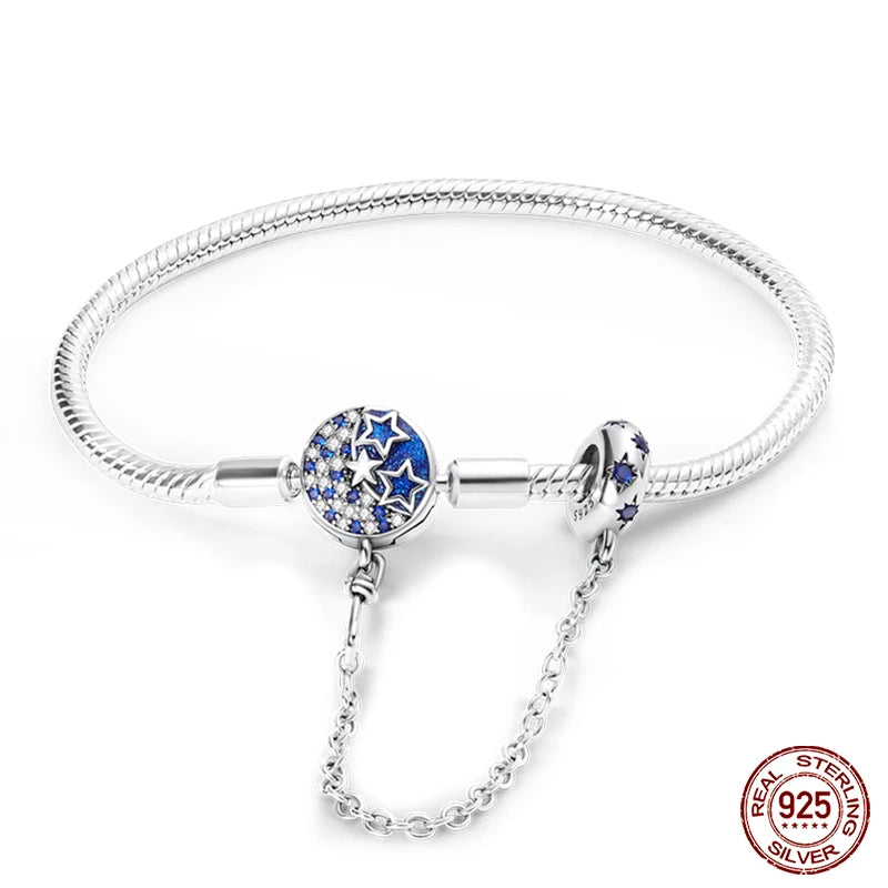 925 Sterling Silver Charm Bracelet – Adjustable Green Zircon for Birthday Gifts
