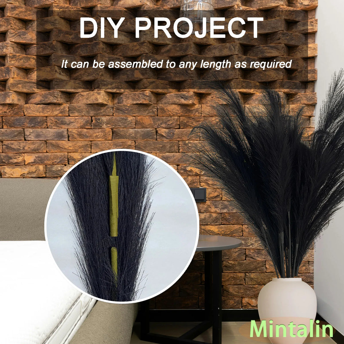 47" Faux Pampas Grass – Tall Fluffy Artificial Stems for Home Decor
