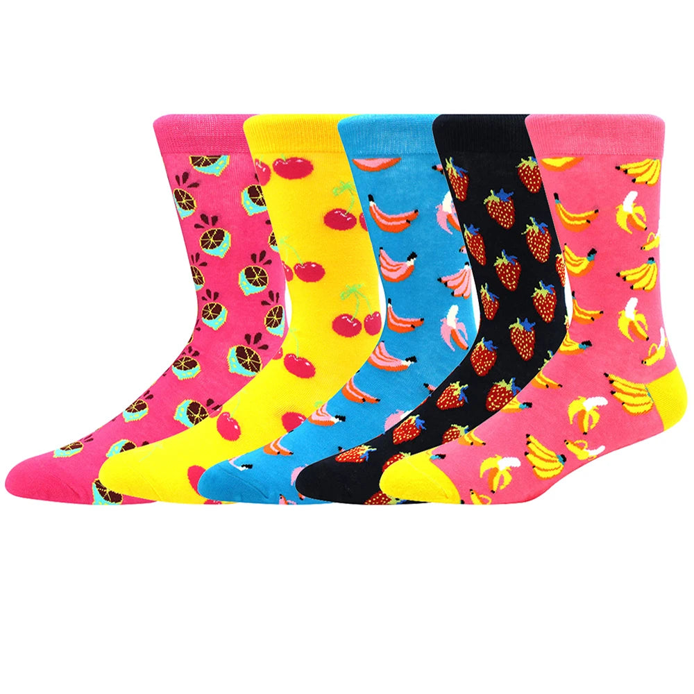 Combed Cotton Crew Socks – Novelty Patterned Casual Apparel for Men and Women
