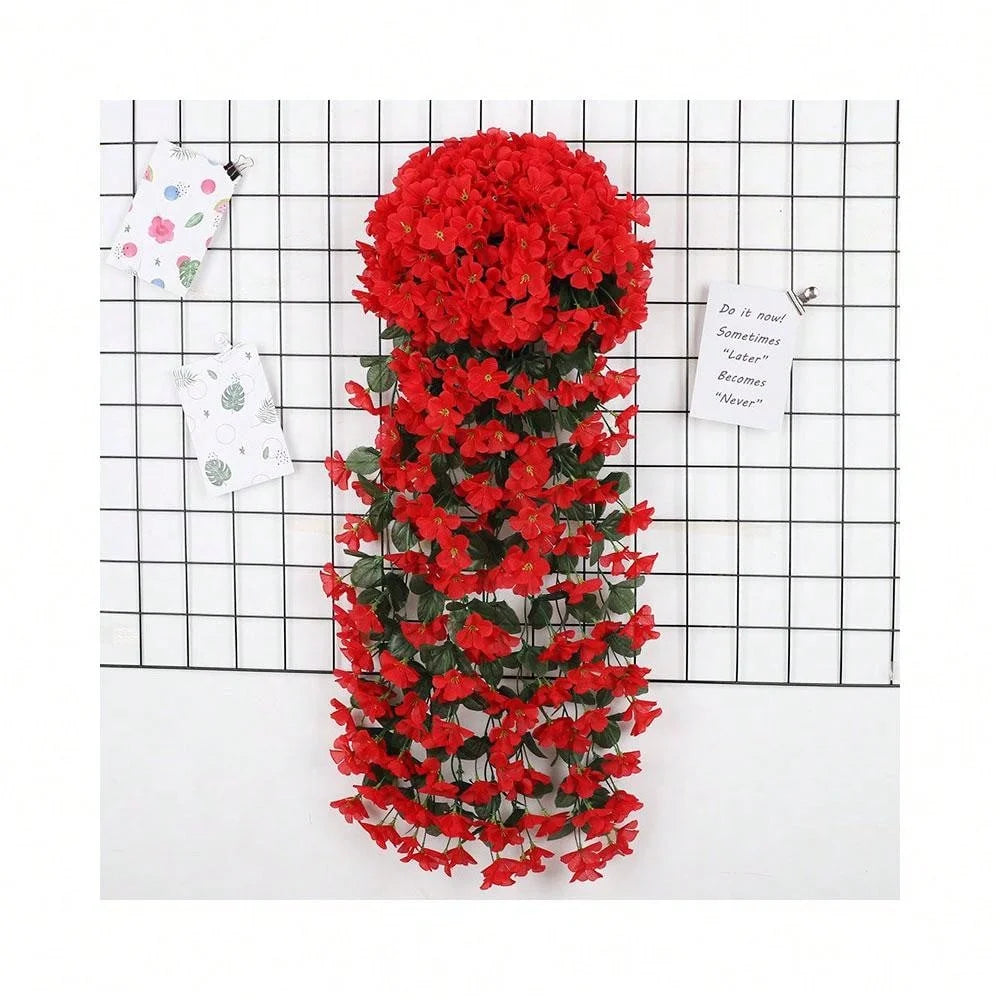 Artificial Silk Violet Hanging Plant – Faux Floral Decor for Home Garden