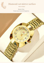 Oval Stainless Steel Women’s Watch – 34mm Gold Diamond Dress for Banquet