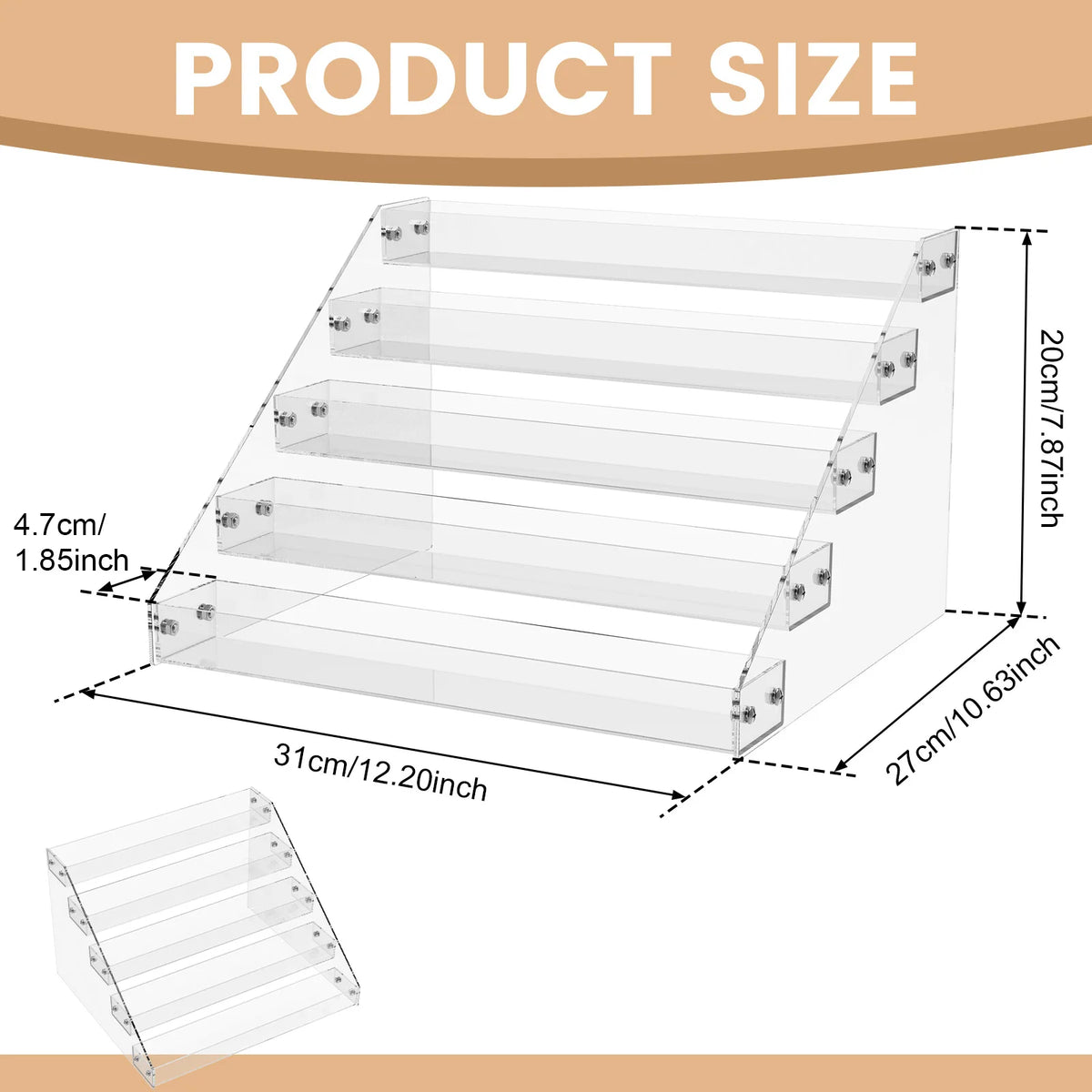 Acrylic Display Stand – Tiered Shelf for Nail Polish Perfume and Cosmetics
