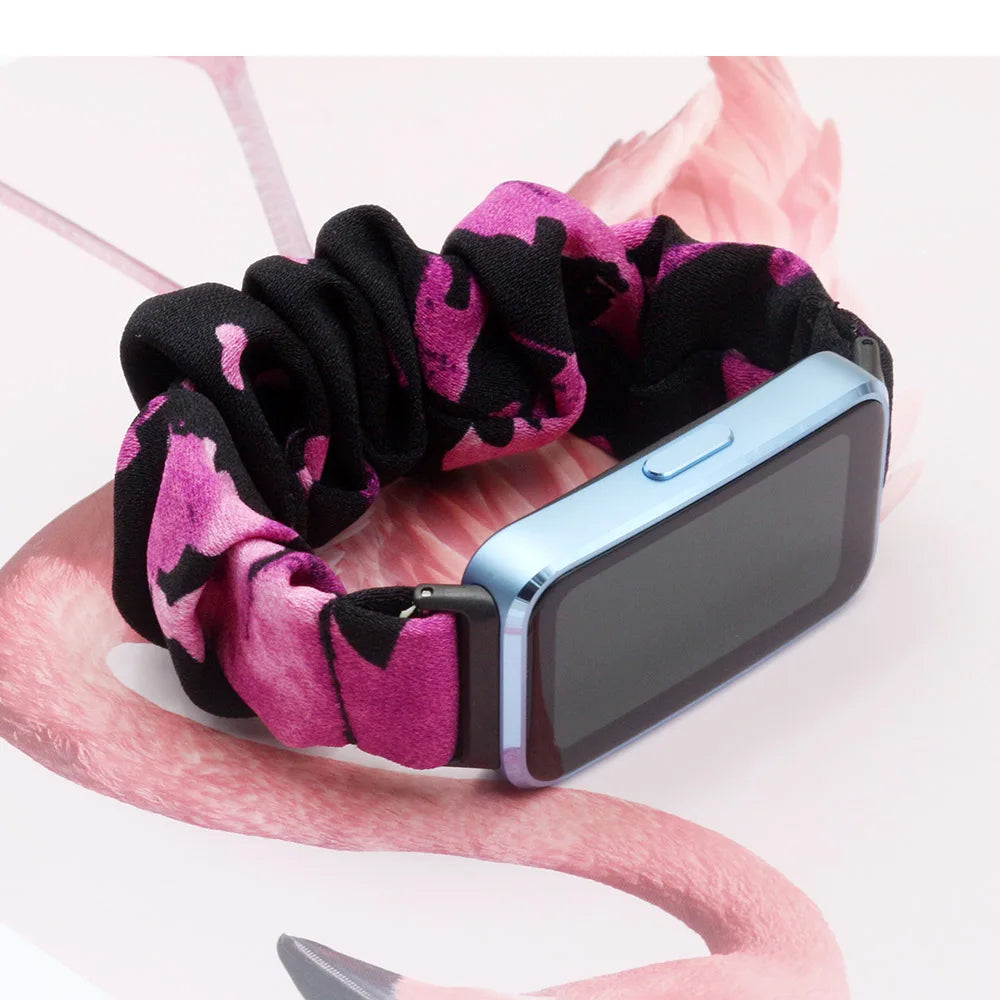 Printed Fabric Scrunchie Band – Soft Nylon Strap for Huawei Band 7 Women