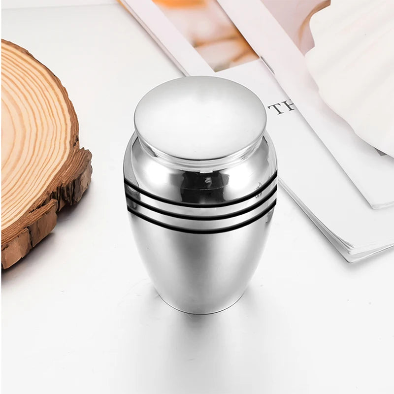Mini Metal Keepsake Urns – Silver Cremation Vessels for Human or Pet Ashes