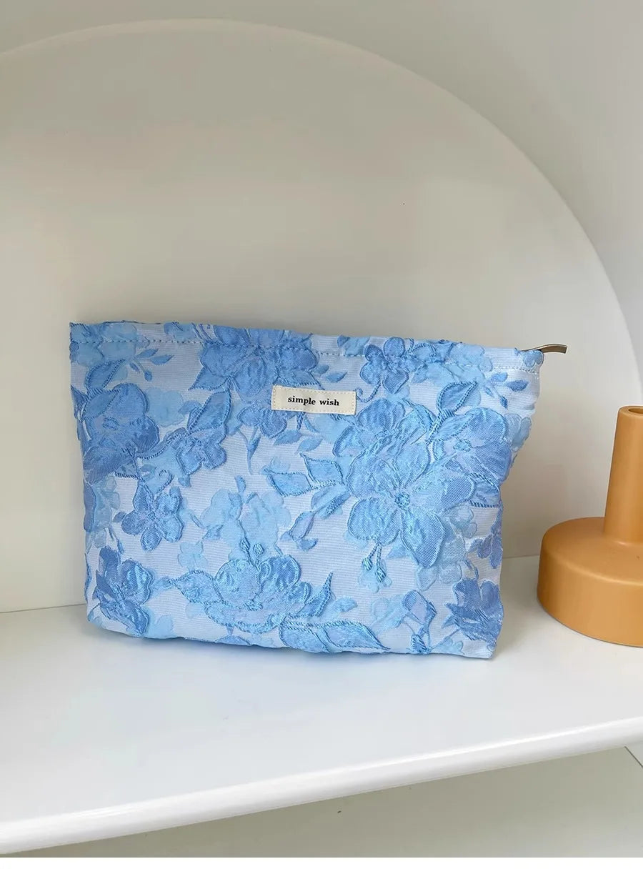Floral Print Cosmetic Bag – Zippered Makeup Pouch for Travel Essentials