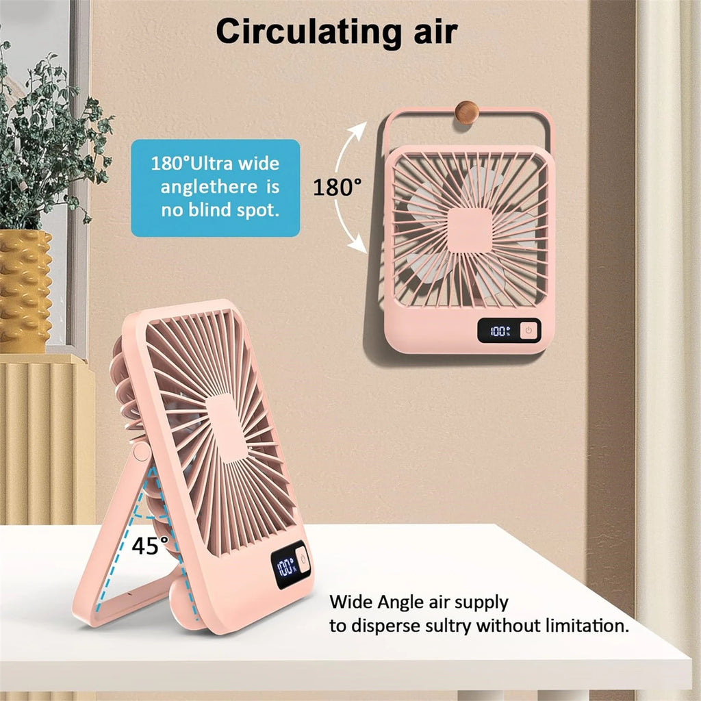 Portable USB Desk Fan – Rechargeable 5-Speed Cooling for Office and Travel