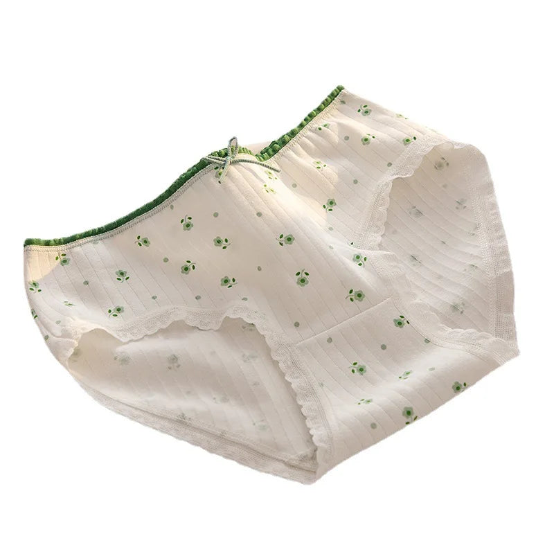 Floral Cotton Briefs – Breathable Women's Seamless Underwear for Daily Wear