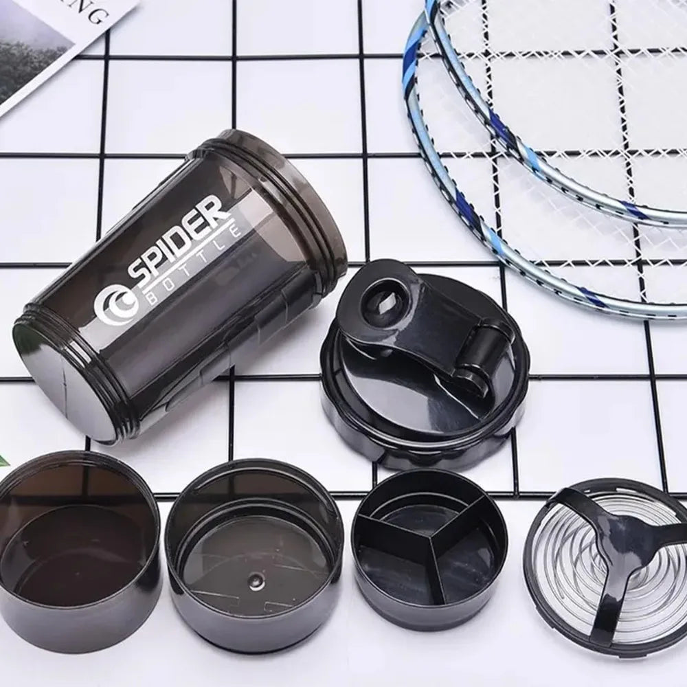 Portable Protein Shaker Bottle – 500ml Mixer Cup with Storage for Gym Fitness