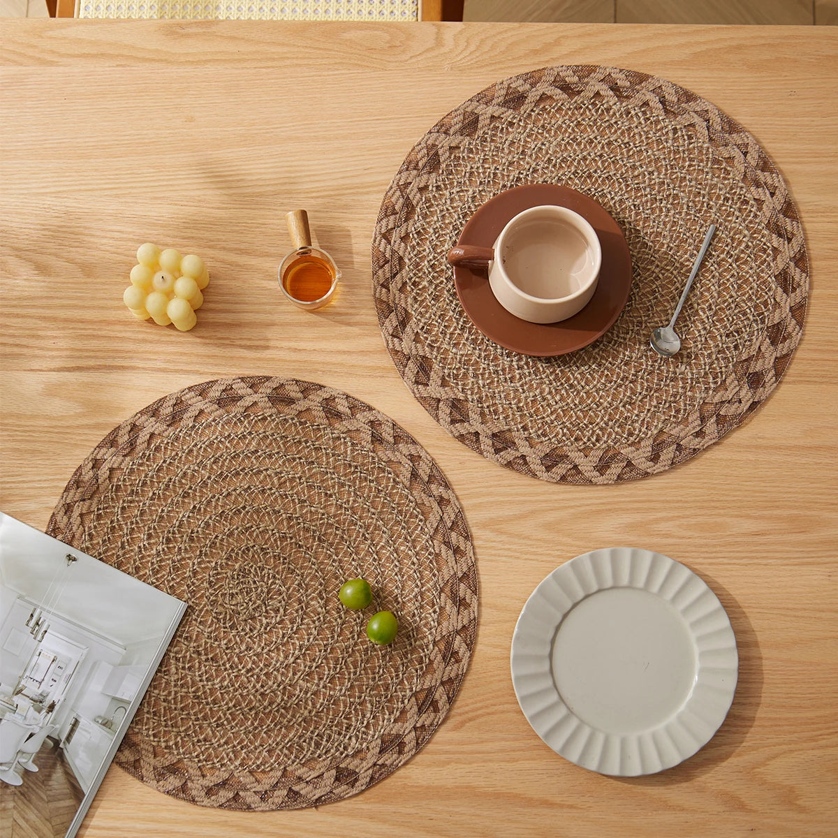 Natural Jute Woven Placemats – Rustic Boho Table Decor for Dining Room