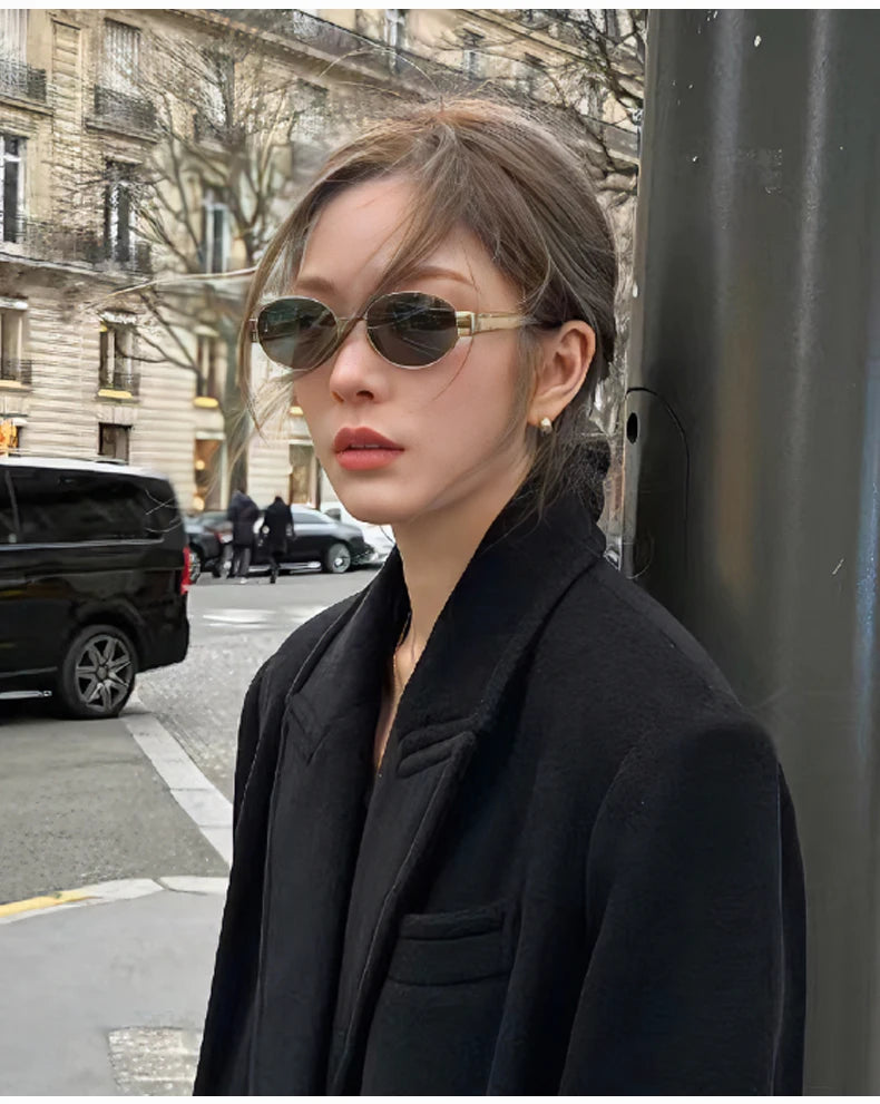Alloy Oval Sunglasses – UV400 Protective Eyewear for Men and Women
