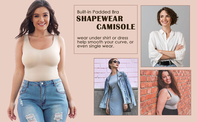 Plus Size Shaper Cami – Built-in Bra Compression Tank for Tummy Control