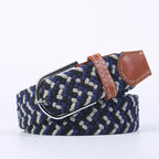Woven Elastic Canvas Belt – Stretch Braided Buckle Strap for Casual Jeans