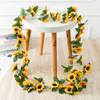 Silk Sunflower Ivy Garland – 250cm Artificial Hanging Vine for Home Wedding Decor