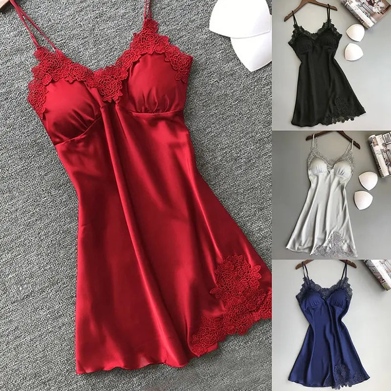 Silk Suspender Nightdress – Satin Halter Sleepwear for Summer Lounge
