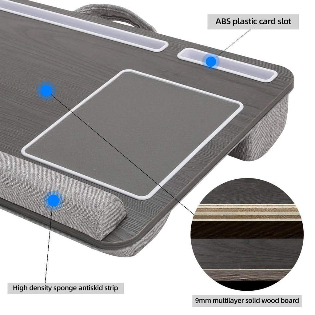 Portable Laptop Desk – Anti-Slip Bed Tray with Mouse Pad for Bedroom Sofa