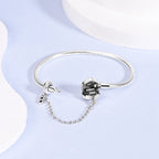 925 Sterling Silver Charm Bracelet – Adjustable Green Zircon for Birthday Gifts