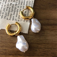 Baroque Irregular Pearl Hoop Earrings – Elegant Jewelry for Wedding Party