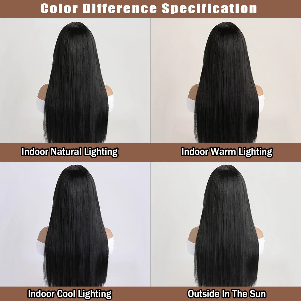Long Straight Synthetic Wig – 26-Inch Colored Hair for Cosplay Halloween