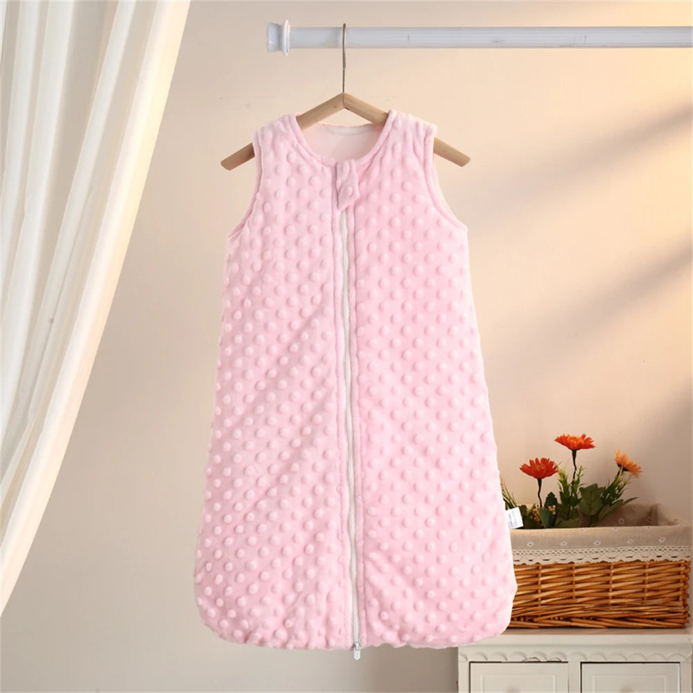 Velvet Baby Sleeping Bag – Sleeveless Anti-kick Quilt for Autumn Winter