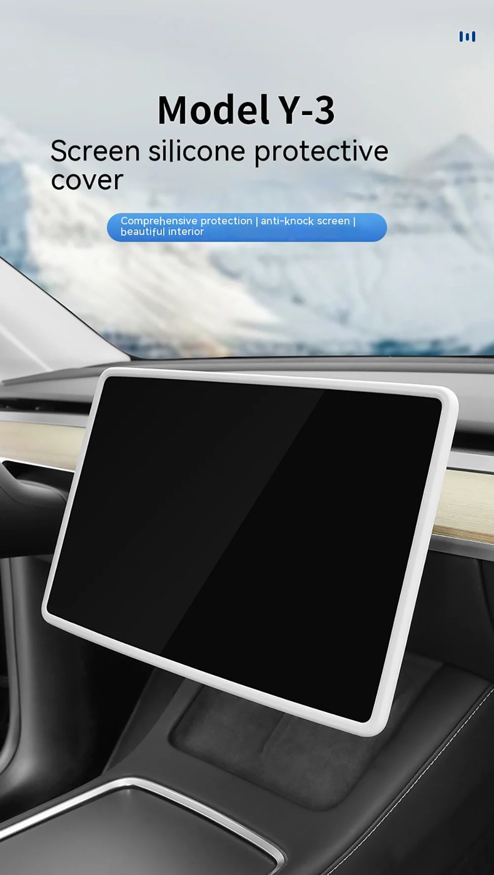 Silicone Screen Frame Protector – Anti-Collision Cover for Tesla Model 3 Y
