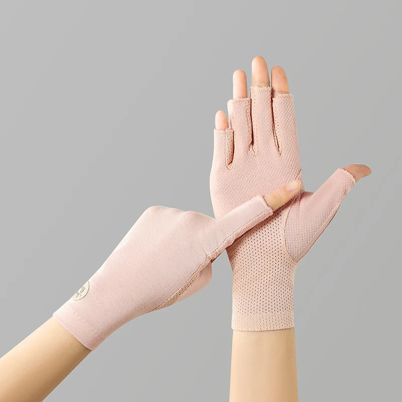 Cotton Fingerless Sunscreen Gloves – UV Protection for Driving and Outdoor
