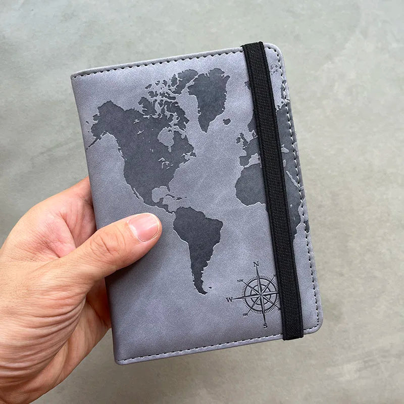 Personalized Passport Cover – RFID Blocking World Map Design for Travel