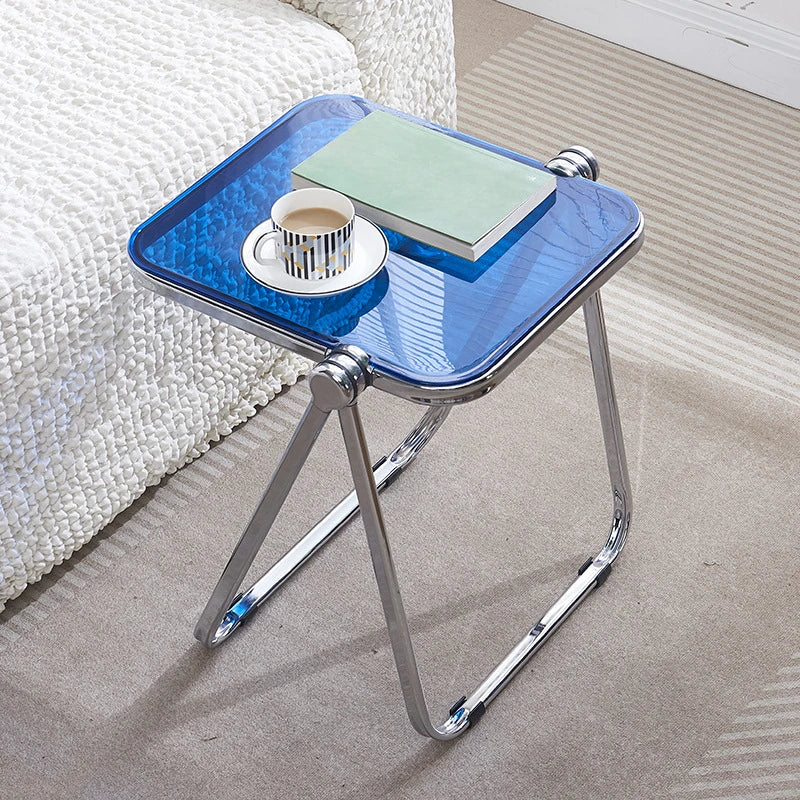 Transparent Acrylic Folding Side Table – Modern Coffee Table for Living Room