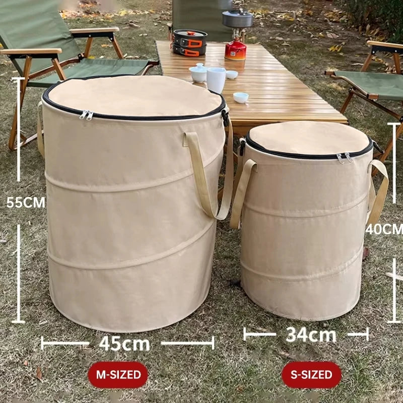 Foldable Outdoor Trash Can – Large Capacity Storage Bin for Camping and Laundry