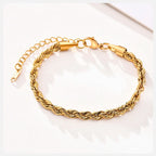 Stainless Steel Rope Chain Bracelet – Unisex Twisted Link Jewelry for Gift