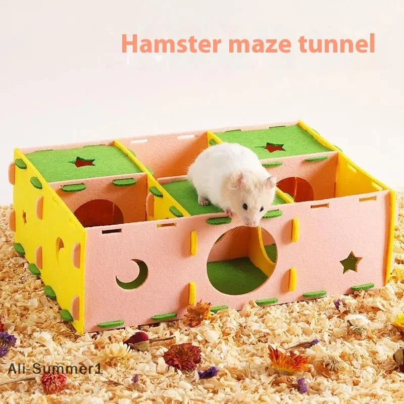 Felt Maze Hideout – Removable Tunnel Nest for Hamsters and Small Pets