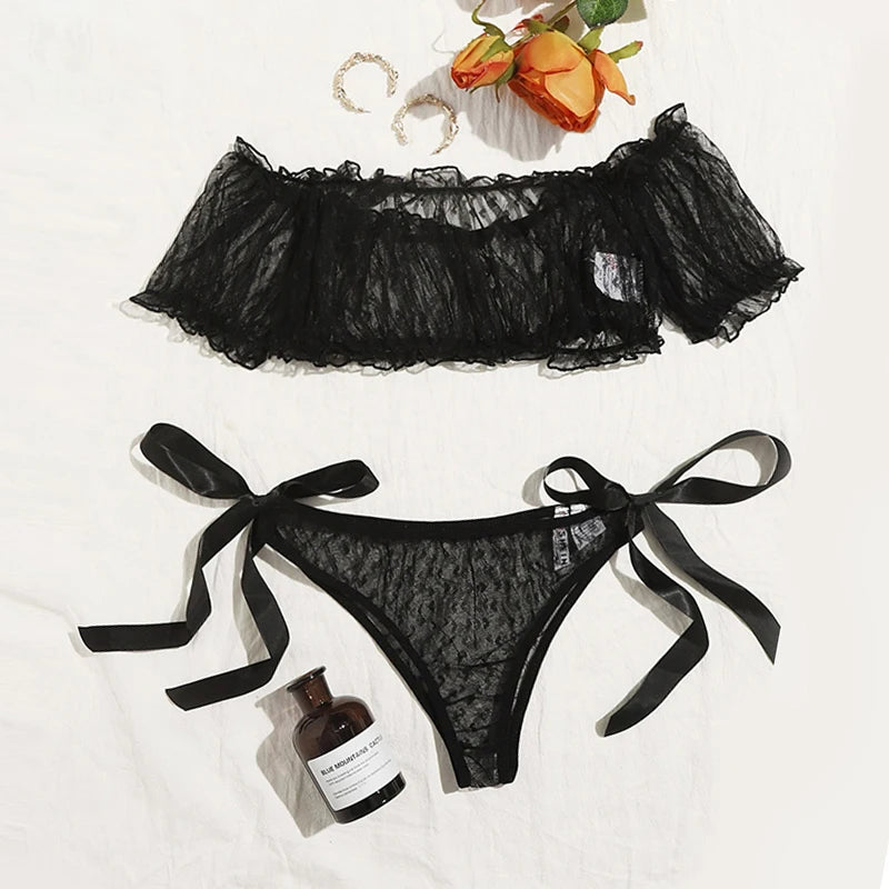Floral Lace Lingerie Set – See Through Bralette for Romantic Evenings