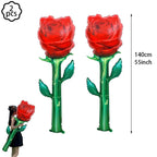 Red Rose Foil Balloon – Romantic Floral Decor for Valentine's Day Weddings