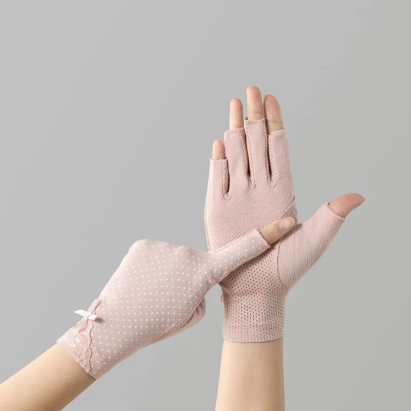 Cotton Fingerless Sunscreen Gloves – UV Protection for Driving and Outdoor