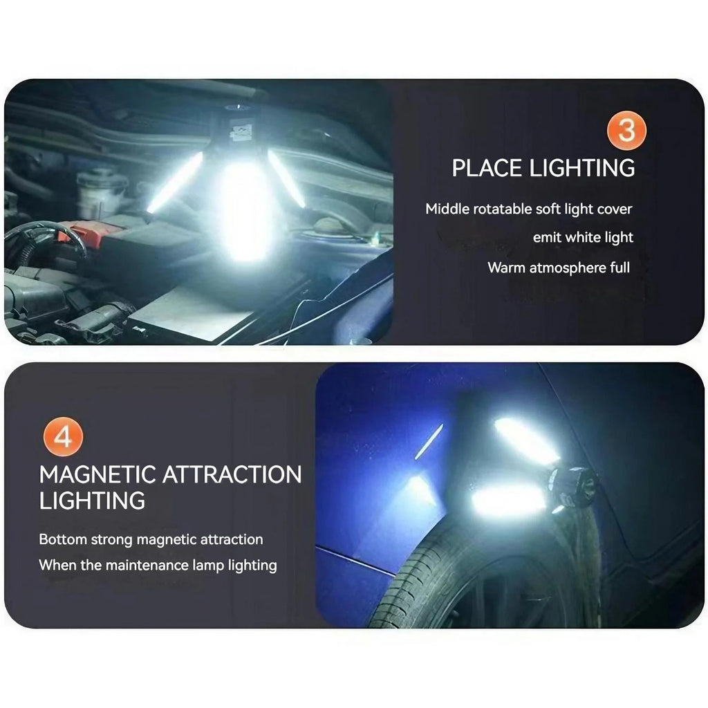 Rechargeable LED Camping Lantern – Foldable Work Light for Outdoor Emergency