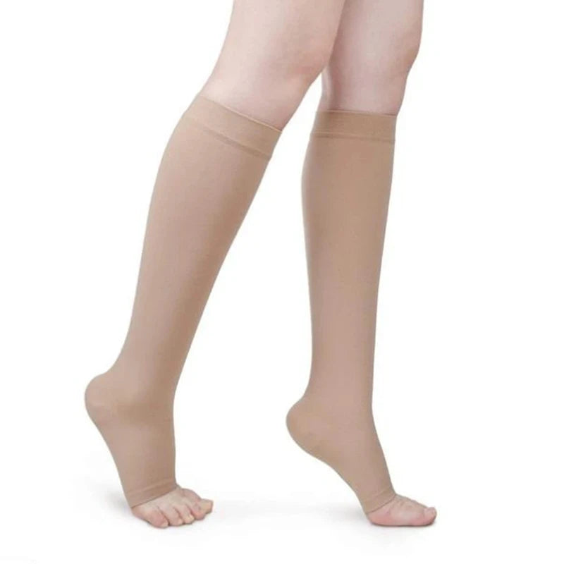 Graduated Compression Stockings – Open Toe Calf Sleeves for Varicose Veins