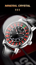 LIGE Roulette Quartz Watch – Luxury Leather Wristwatch for Men Gifts