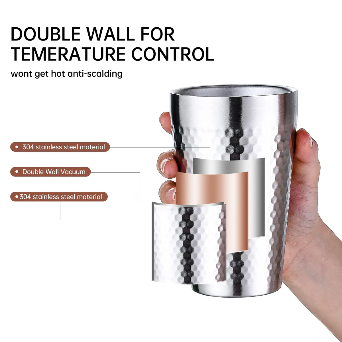 Stainless Steel Diamond Hammer Cup – Insulated Outdoor Camping Drinkware
