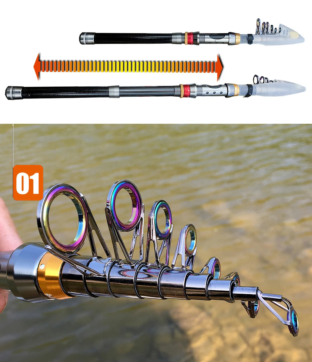 Telescopic Carbon Fiber Fishing Rod – Spinning Reel Combo for Outdoor Fishing