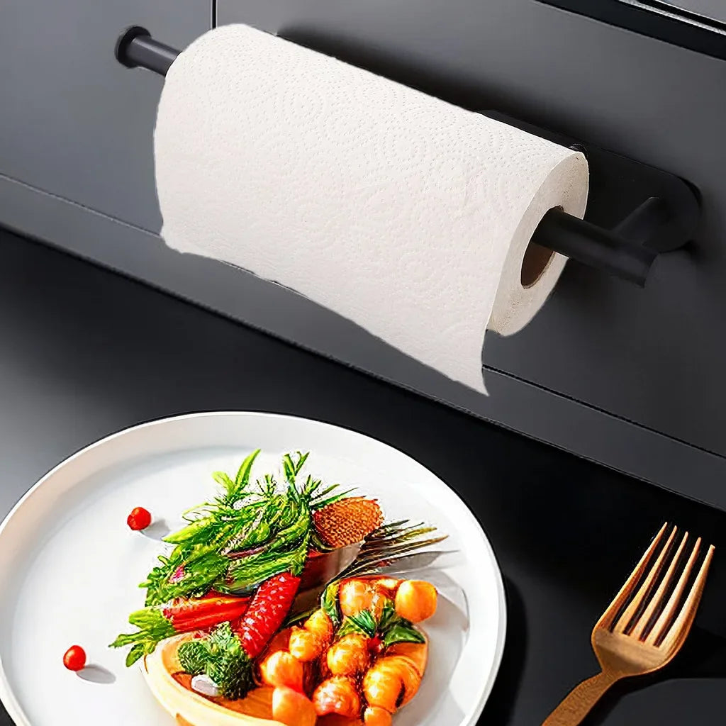 Adhesive Paper Towel Holder – Wall Mounted Rack for Kitchen and Bathroom