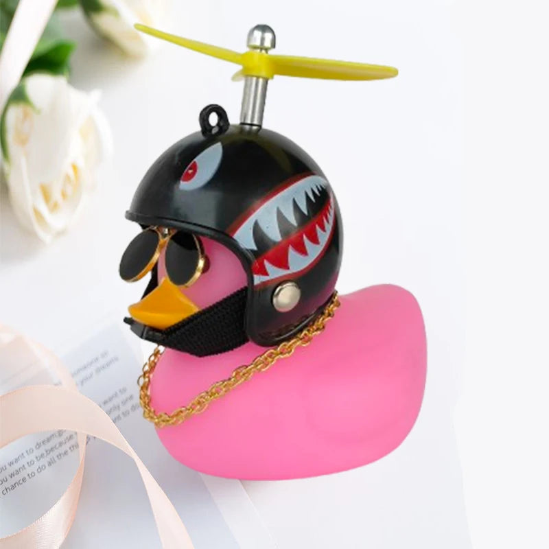 Yellow Duck Helmet Ornament – Wind-Breaking Car Dashboard Decor Accessory