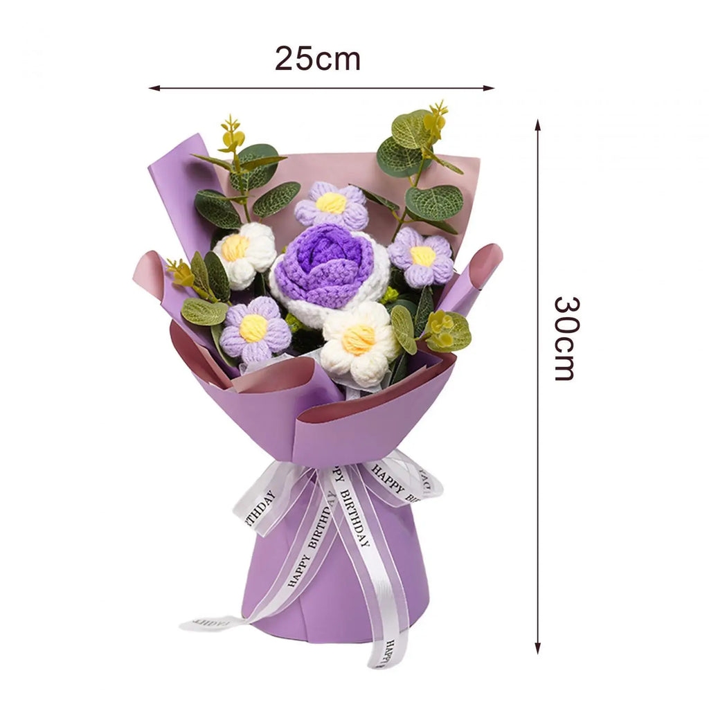 Handmade Crochet Flower Bouquet – Knitted Floral Decor for Gift Giving