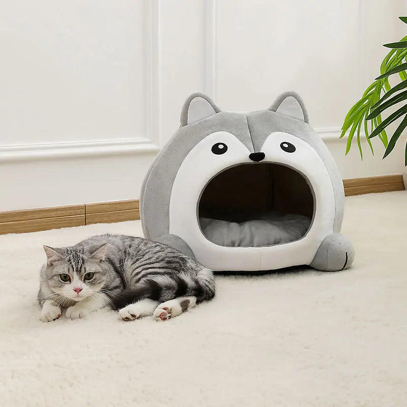 Plush Cat Bed Cave – Soft Pet Lounger for Small Dogs and Kittens