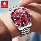 Stainless Steel Quartz Watch – Luminous Calendar Wristwatch for Business Men